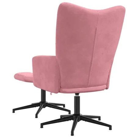 Chaise de relaxation avec tabouret Rose Velours
