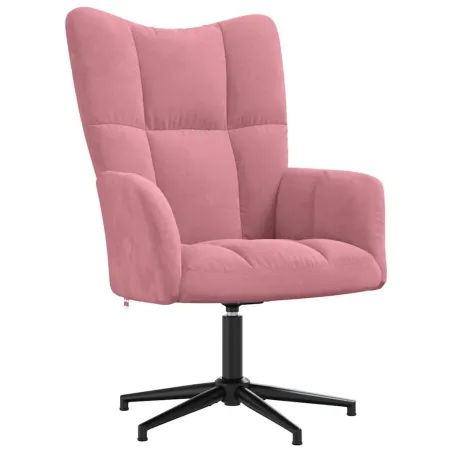 Chaise de relaxation avec tabouret Rose Velours