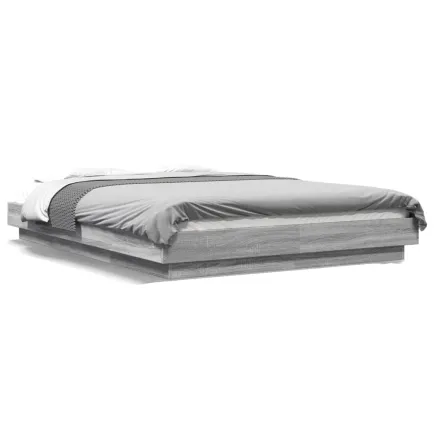 Cadre de lit et lumières LED sans matelas sonoma gris 140x200cm 2