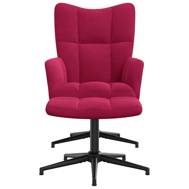 Chaise de relaxation avec tabouret Rouge bordeaux Velours