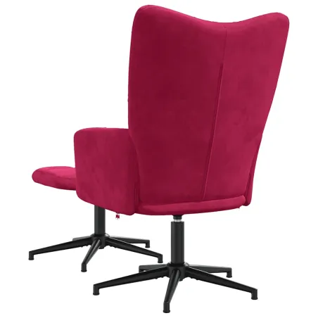 Chaise de relaxation avec tabouret Rouge bordeaux Velours