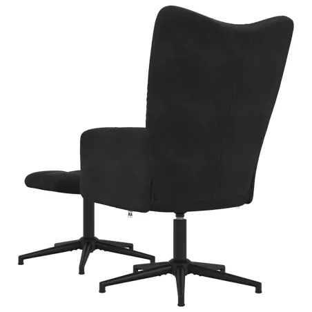 Chaise de relaxation avec tabouret Noir Velours
