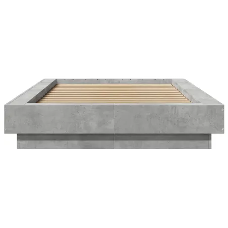 Cadre de lit et lumières LED sans matelas gris béton 90x200 cm