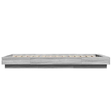 Cadre de lit et lumières LED sans matelas sonoma gris 90x200 cm