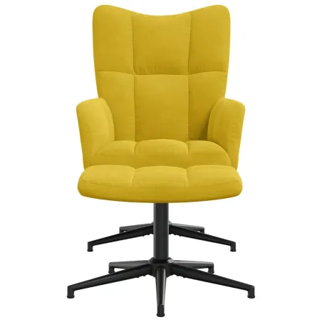 Chaise de relaxation avec tabouret Jaune moutarde Velours