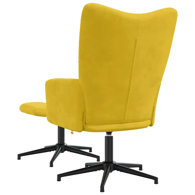 Chaise de relaxation avec tabouret Jaune moutarde Velours