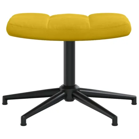 Chaise de relaxation avec tabouret Jaune moutarde Velours
