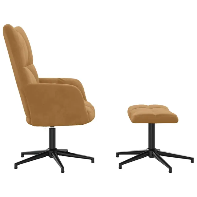 Chaise de relaxation avec tabouret Marron Velours