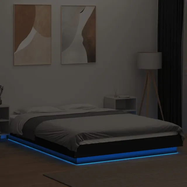 Cadre de lit avec lumières LED sans matelas noir 120x190cm