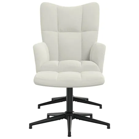 Chaise de relaxation avec tabouret Blanc crème Velours
