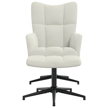 Chaise de relaxation avec tabouret Blanc crème Velours