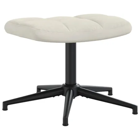 Chaise de relaxation avec tabouret Blanc crème Velours