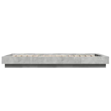 Cadre de lit et lumières LED sans matelas gris béton 90x190 cm