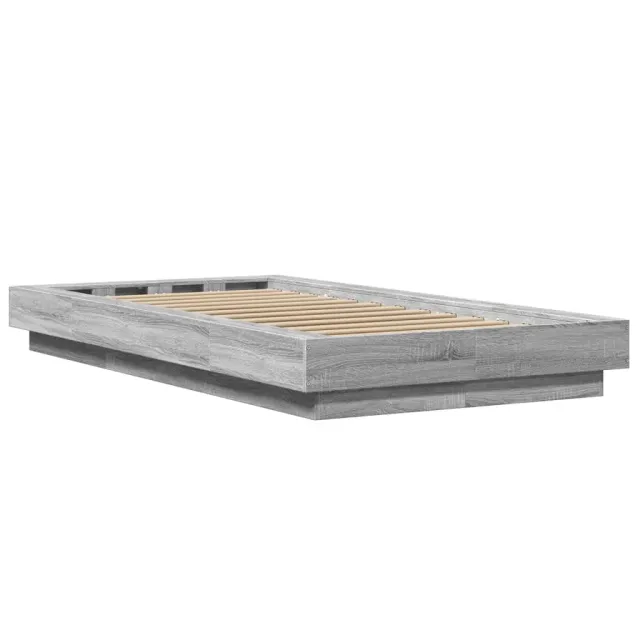 Cadre de lit et lumières LED sans matelas sonoma gris 90x190 cm