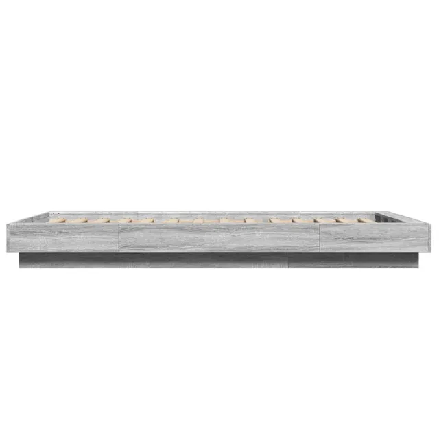 Cadre de lit et lumières LED sans matelas sonoma gris 75x190 cm