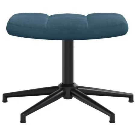 Chaise de relaxation avec tabouret Bleu Velours