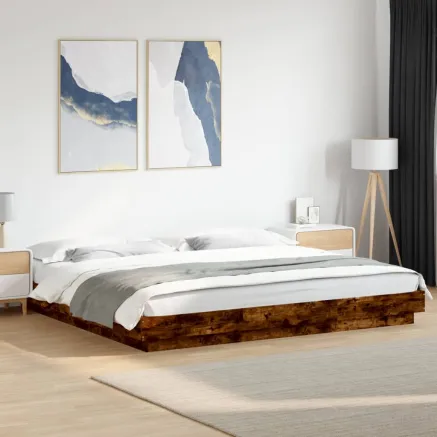 Cadre de lit sans matelas chêne fumé 200x200 cm