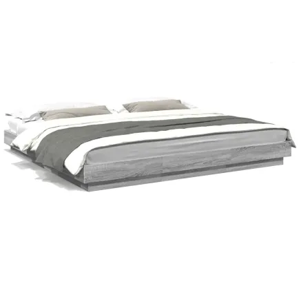 Cadre de lit sans matelas sonoma gris 200x200 cm 2