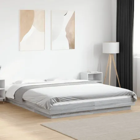 Cadre de lit sans matelas sonoma gris 160x200 cm