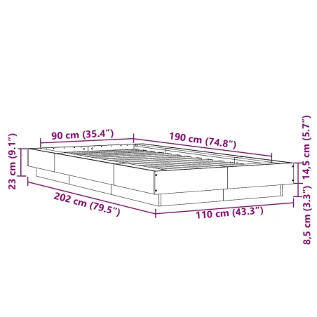 Cadre de lit sans matelas noir 90x190 cm