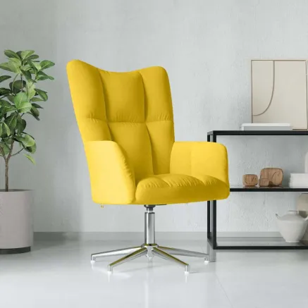 Chaise de relaxation Jaune moutarde Velours