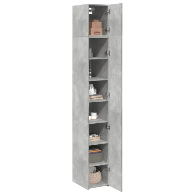 Armoire de rangement mince gris béton 30x42,5x225 cm