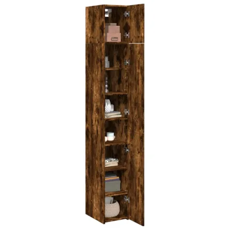 Armoire de rangement mince chêne fumé 30x42,5x225 cm