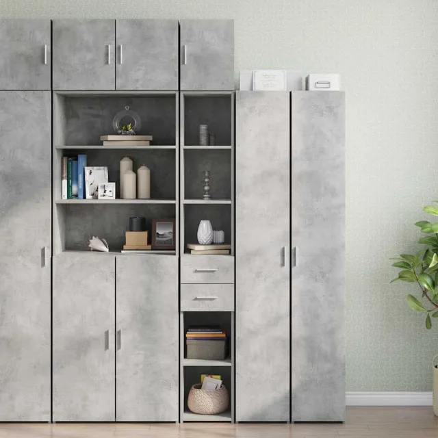 Armoire de rangement mince gris béton 30x42,5x225 cm