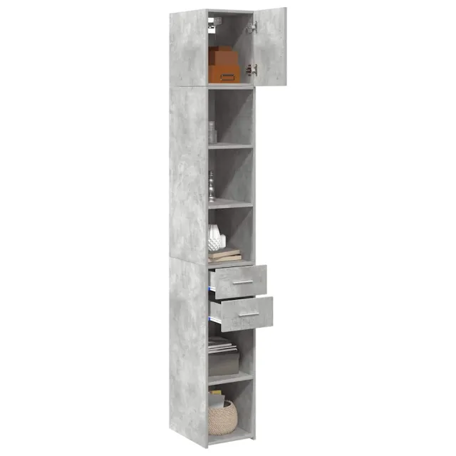 Armoire de rangement mince gris béton 30x42,5x225 cm