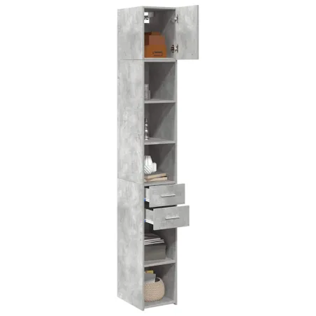 Armoire de rangement mince gris béton 30x42,5x225 cm