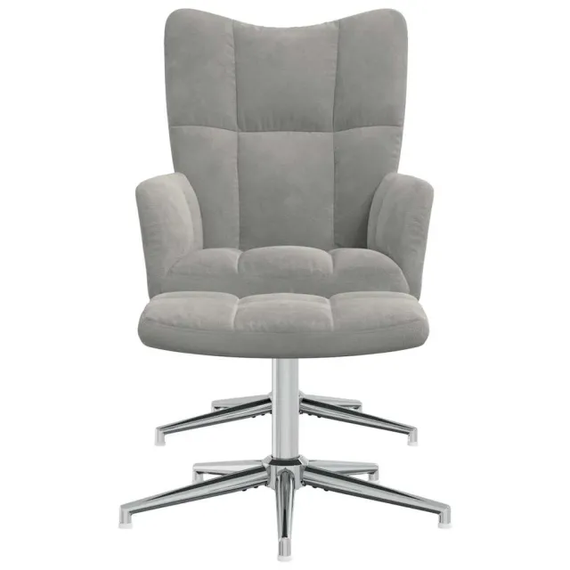 Chaise de relaxation avec tabouret Gris clair Velours