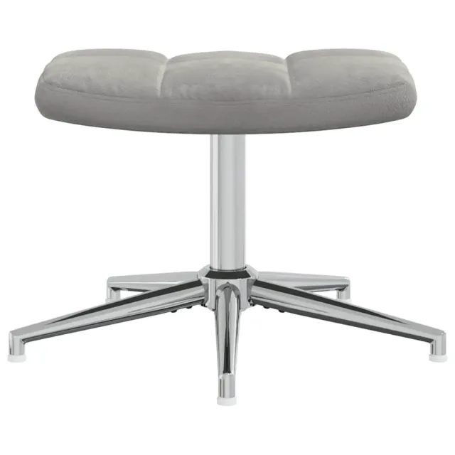 Chaise de relaxation avec tabouret Gris clair Velours