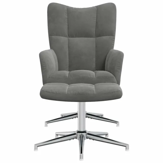 Chaise de relaxation avec tabouret Gris foncé Velours
