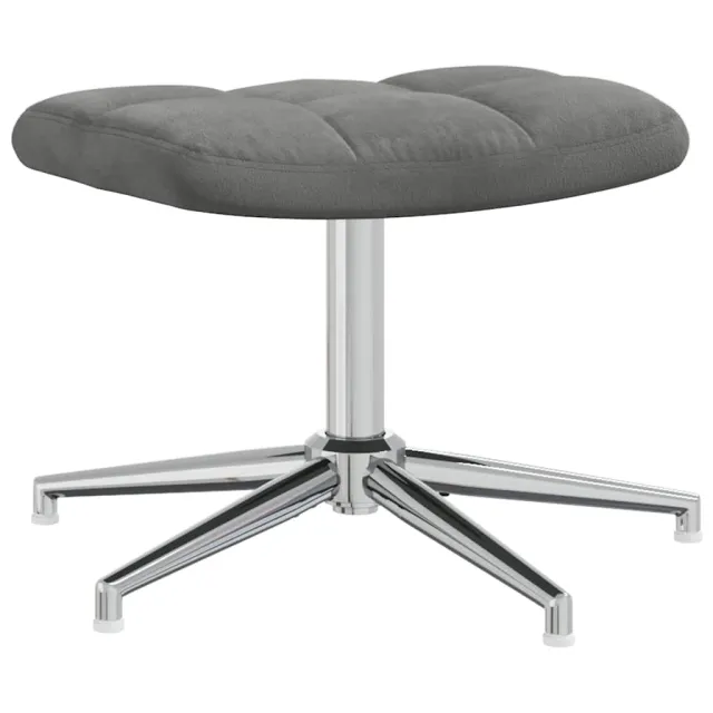 Chaise de relaxation avec tabouret Gris foncé Velours