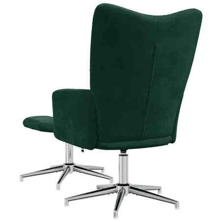 Chaise de relaxation avec tabouret Vert foncé Velours