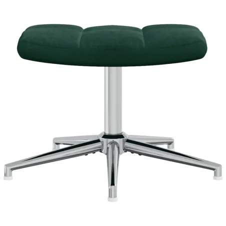 Chaise de relaxation avec tabouret Vert foncé Velours
