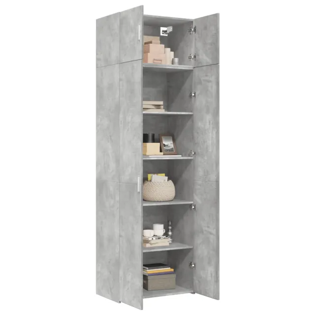 Armoire de rangement gris béton 70x42,5x225cm bois d'ingénierie