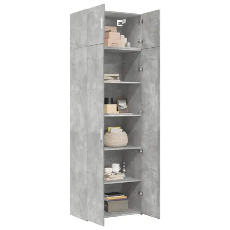 Armoire de rangement gris béton 70x42,5x225cm bois d'ingénierie