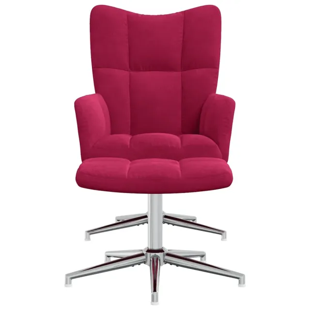 Chaise de relaxation avec tabouret Rouge bordeaux Velours