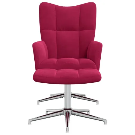 Chaise de relaxation avec tabouret Rouge bordeaux Velours