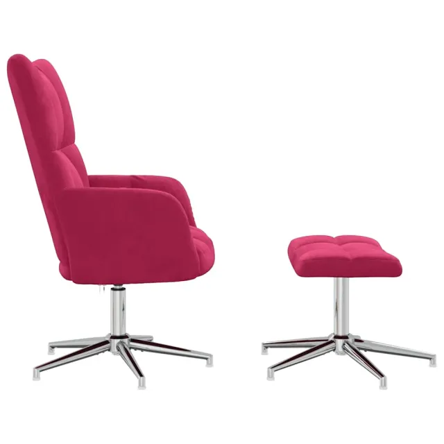 Chaise de relaxation avec tabouret Rouge bordeaux Velours