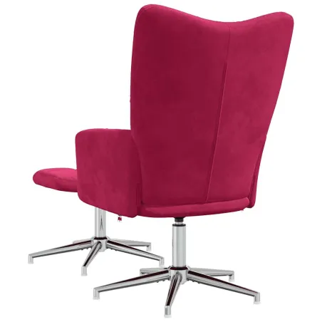 Chaise de relaxation avec tabouret Rouge bordeaux Velours