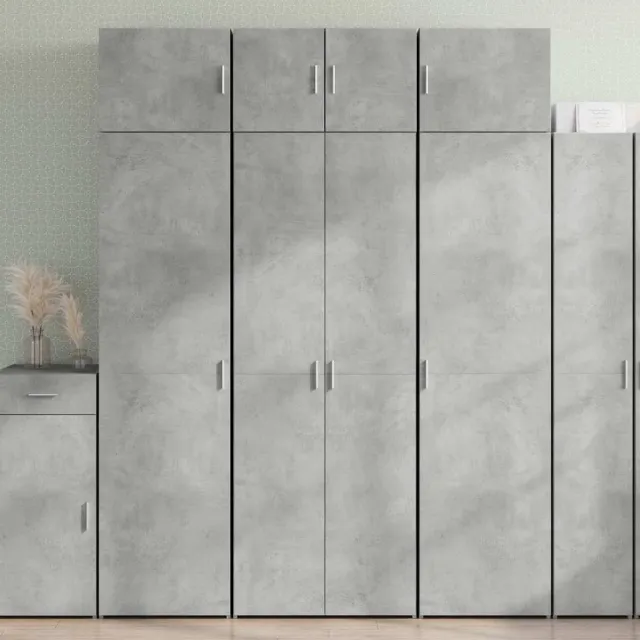 Armoire de rangement gris béton 70x42,5x225cm bois d'ingénierie