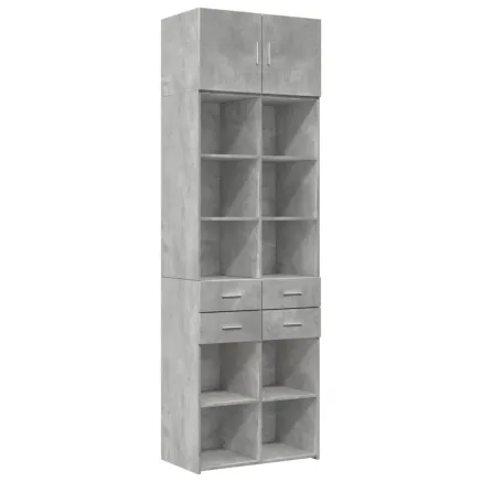 Armoire de rangement gris béton 70x42,5x225cm bois d'ingénierie 2