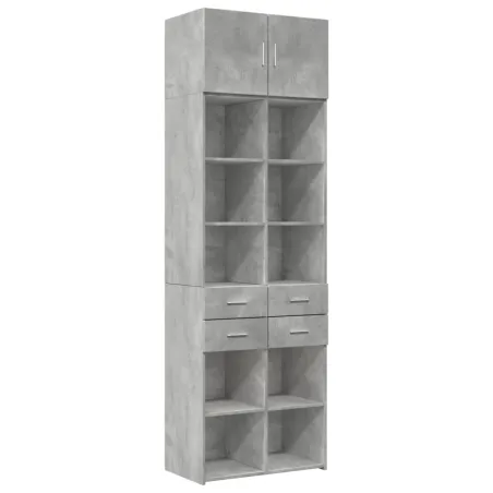 Armoire de rangement gris béton 70x42,5x225cm bois d'ingénierie