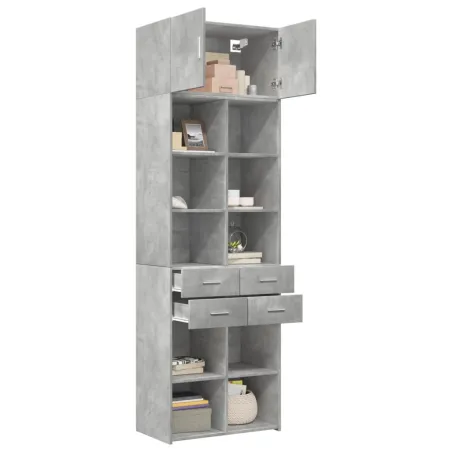 Armoire de rangement gris béton 70x42,5x225cm bois d'ingénierie