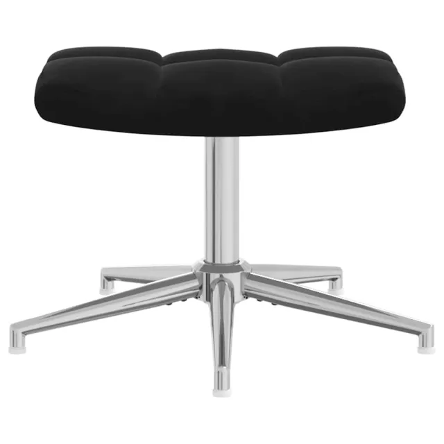 Chaise de relaxation avec tabouret Noir Velours