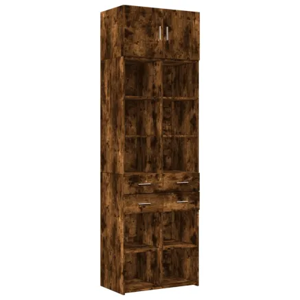 Armoire de rangement chêne fumé 70x42,5x225cm bois d'ingénierie 2