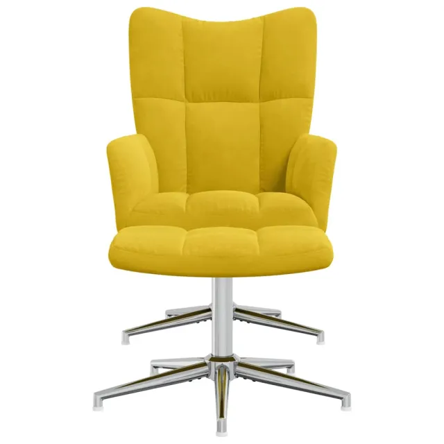 Chaise de relaxation avec tabouret Jaune moutarde Velours