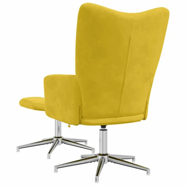 Chaise de relaxation avec tabouret Jaune moutarde Velours